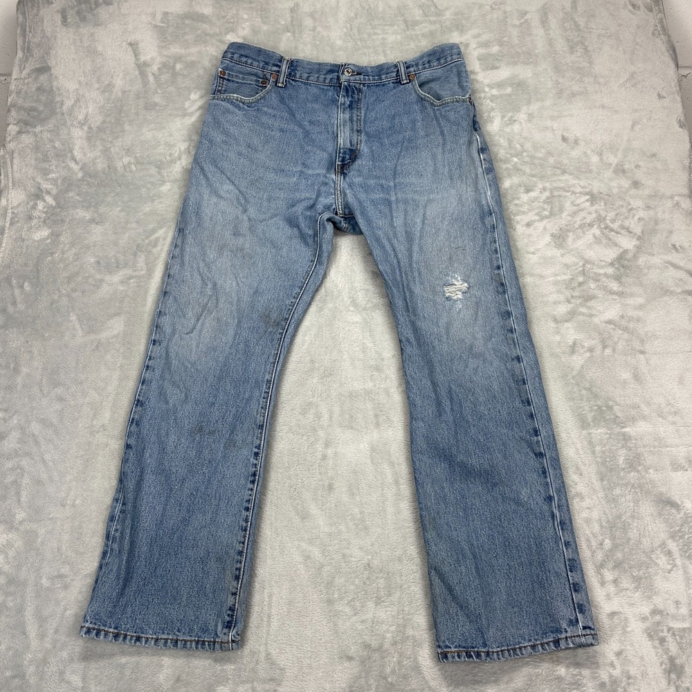 Vtg Levi's Jeans Mens 36x30 Denim Light Wash Distressed 517 Bootcut Leg Grunge